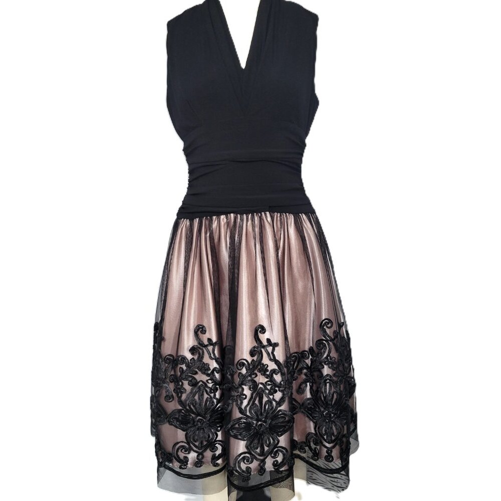 SL Fashions Soutache Lace Overlay Dress Dusty Pink Soft Girl